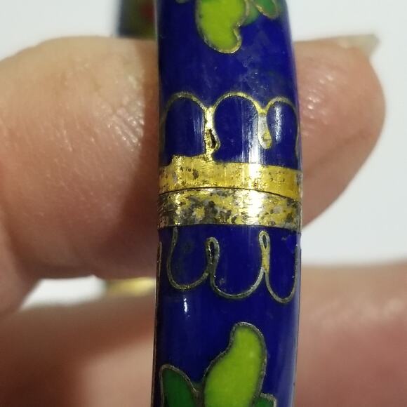 Vintage Cloisonne enamel bangle bracelet two and one half in - Picture 11 of 16
